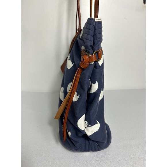 Dooney & Bourke Victoria Duck Print Canvas Tote in Blue / White - Picture 4 of 11